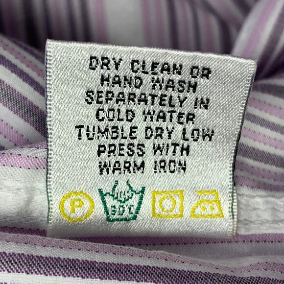 BUGATCHI UOMO Size XXL Purple White Stripe Cotton Long Sleeve Shirt - Picture 7 of 8